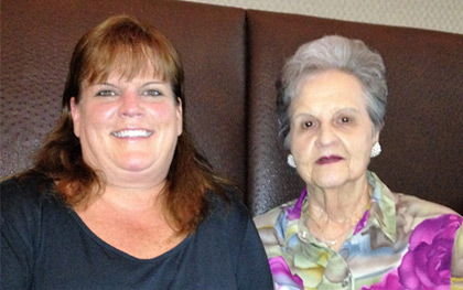 Dorothy Myers and daughter Lynda Hyland sitting