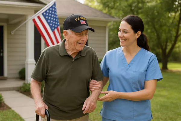 Caregiver supporting a Veteran with daily living activities