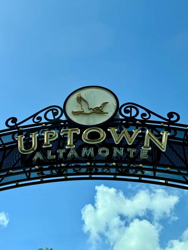 Uptown Altamonte sign at the Cranes Roost entrance in Altamonte Springs, Florida