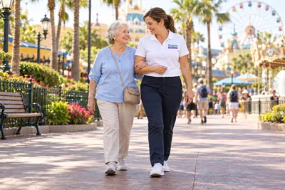 Caregiver providing senior home care